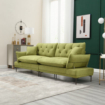 Canapé causeuse en lin Olive Modern 102.36 avec accoudoirs réglables et coussins capitonnés pour le salon