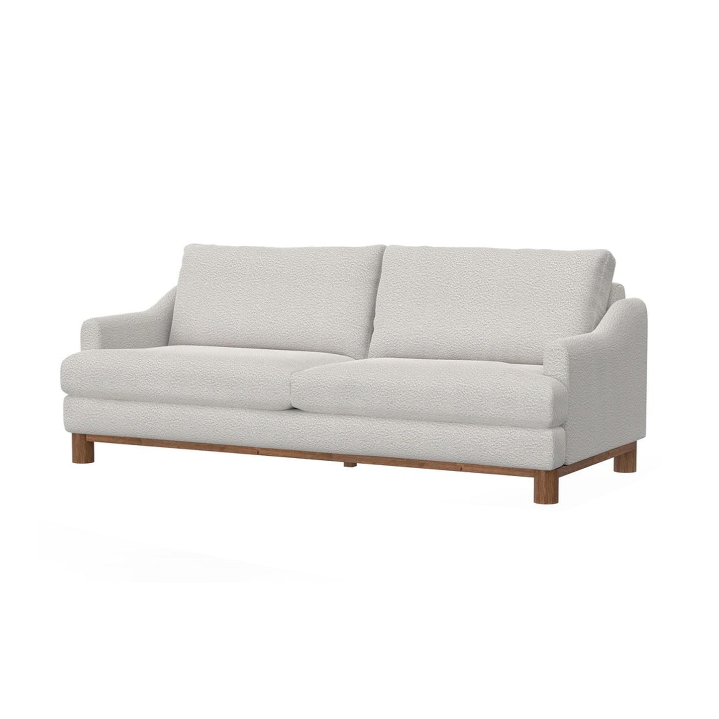Canapé Olum, 2 coussins décoratifs, moderne, 215 cm, polyester blanc crème