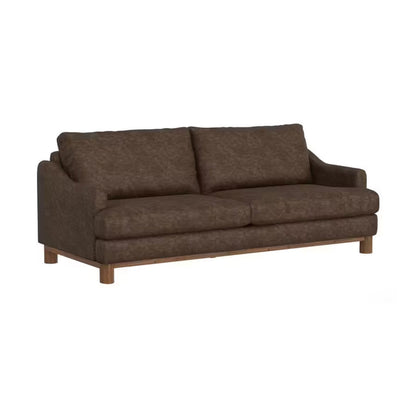 Canapé Olum, 2 coussins décoratifs, moderne, 85 pouces, similicuir marron foncé