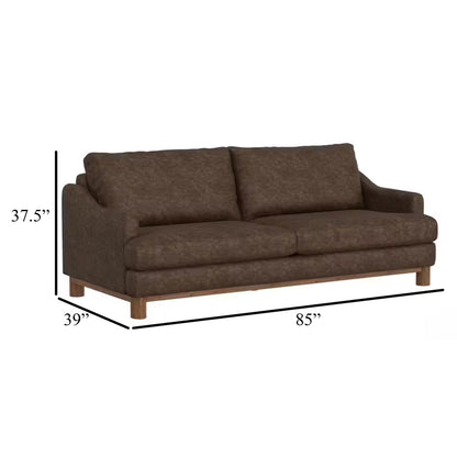 Canapé Olum, 2 coussins décoratifs, moderne, 85 pouces, similicuir marron foncé