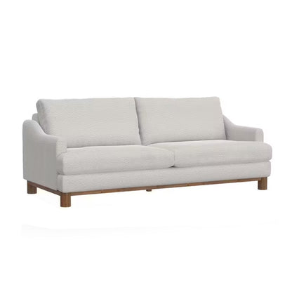 Canapé Olum, 2 coussins décoratifs, moderne, 215 cm, polyester blanc vison