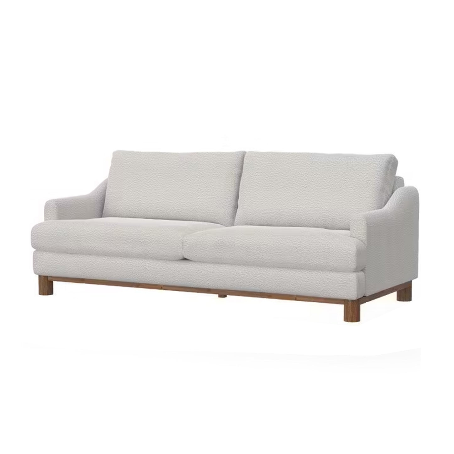 Canapé Olum, 2 coussins décoratifs, moderne, 215 cm, polyester blanc vison