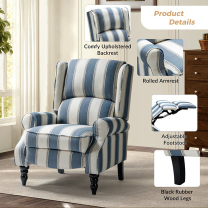 Fauteuil inclinable manuel classique rembourré Olympus avec pieds en bois massif, lot de 2 par HULALA HOME