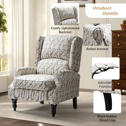 Fauteuil inclinable manuel classique rembourré Olympus avec pieds en bois massif, lot de 2 par HULALA HOME