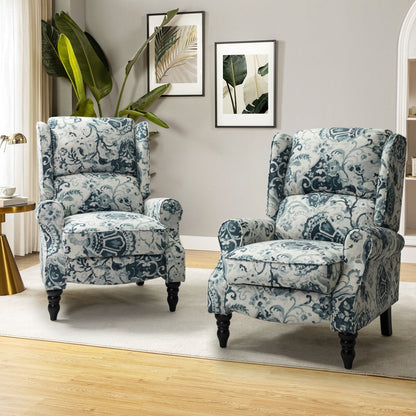 Fauteuil inclinable manuel classique rembourré Olympus avec pieds en bois massif, lot de 2 par HULALA HOME