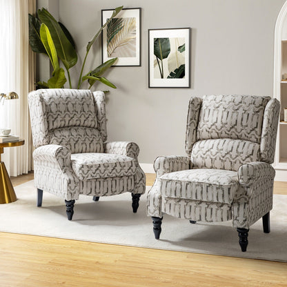 Fauteuil inclinable manuel classique rembourré Olympus avec pieds en bois massif, lot de 2 par HULALA HOME