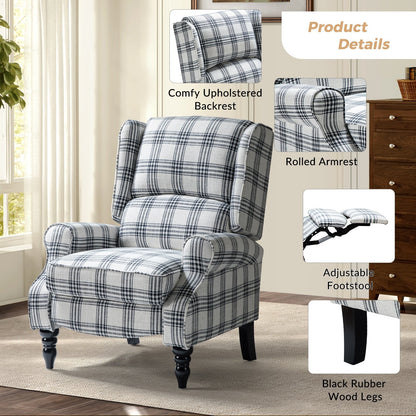 Fauteuil inclinable manuel classique rembourré Olympus avec pieds en bois massif, lot de 2 par HULALA HOME