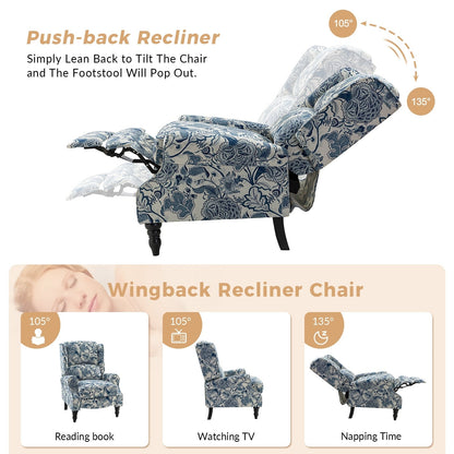 Fauteuil inclinable manuel classique rembourré Olympus avec pieds en bois massif, lot de 2 par HULALA HOME