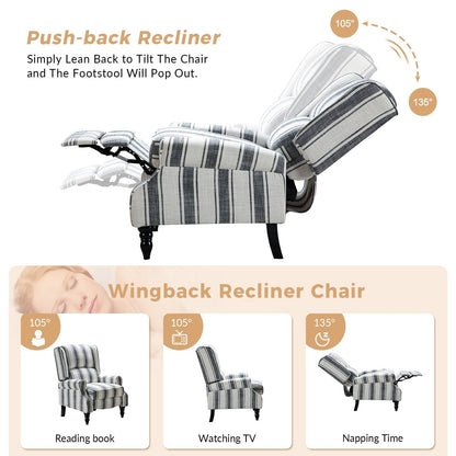 Fauteuil inclinable manuel classique rembourré Olympus avec pieds en bois massif, lot de 2 par HULALA HOME