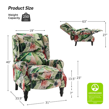 Fauteuil inclinable manuel classique rembourré Olympus avec pieds en bois massif par HULALA HOME