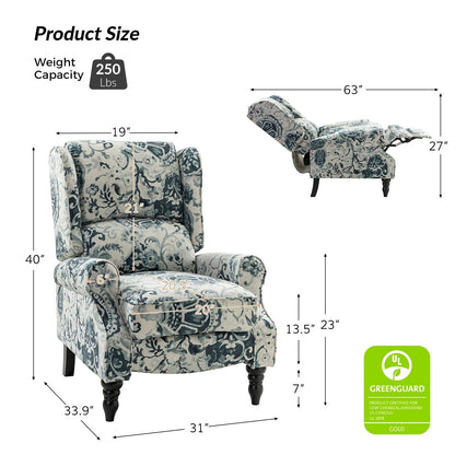 Fauteuil inclinable manuel classique rembourré Olympus avec pieds en bois massif par HULALA HOME