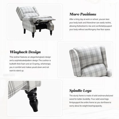 Fauteuil inclinable manuel classique rembourré Olympus avec pieds en bois massif par HULALA HOME