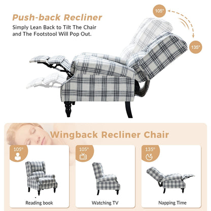 Fauteuil inclinable manuel classique rembourré Olympus avec pieds en bois massif par HULALA HOME