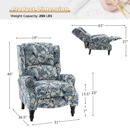 Fauteuil inclinable manuel classique rembourré Olympus avec pieds en bois massif par HULALA HOME