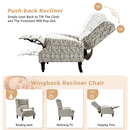 Fauteuil inclinable manuel classique rembourré Olympus avec pieds en bois massif par HULALA HOME