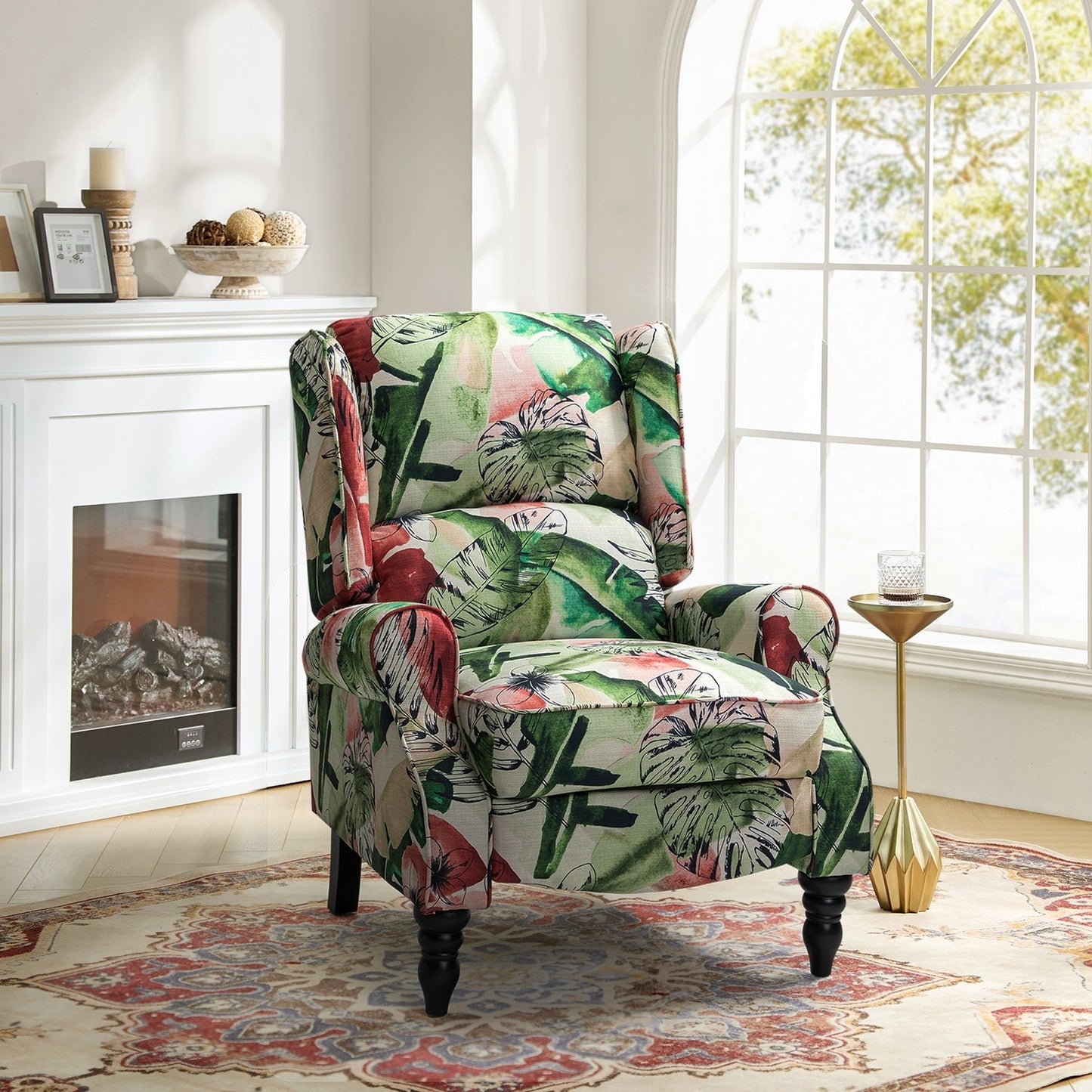 Fauteuil inclinable manuel classique rembourré Olympus avec pieds en bois massif par HULALA HOME