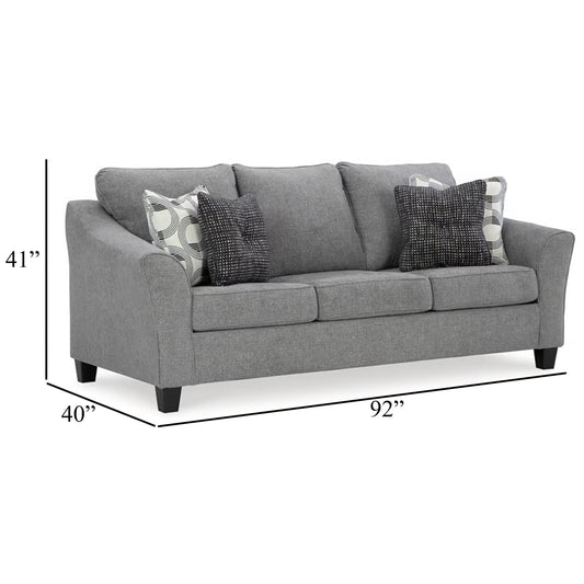 Canapé Onia avec 4 coussins décoratifs, noir, gris fumé, polyester, 92 pouces