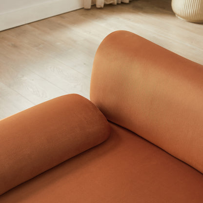 Canapé convertible en L en tissu orange 105 avec pouf