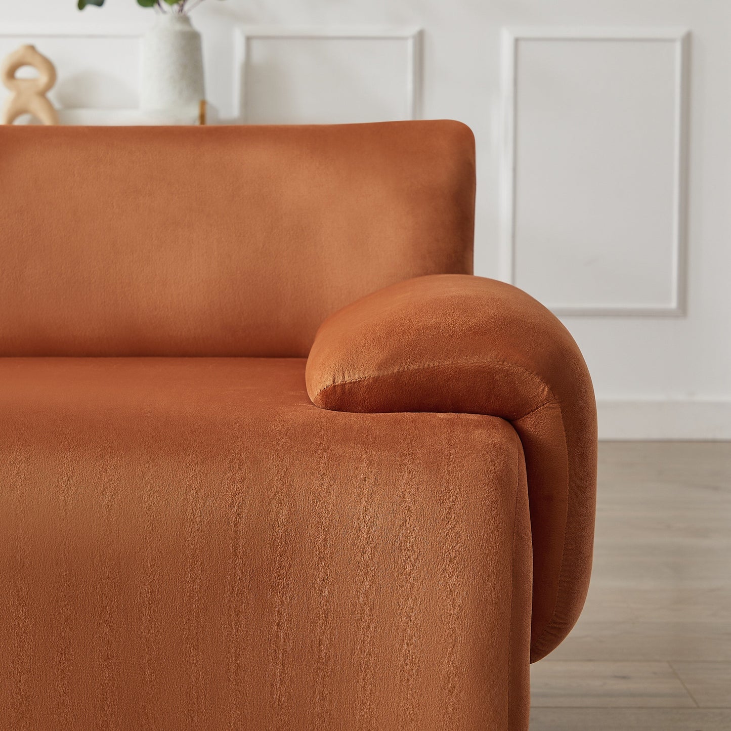 Canapé convertible en L en tissu orange 105 avec pouf