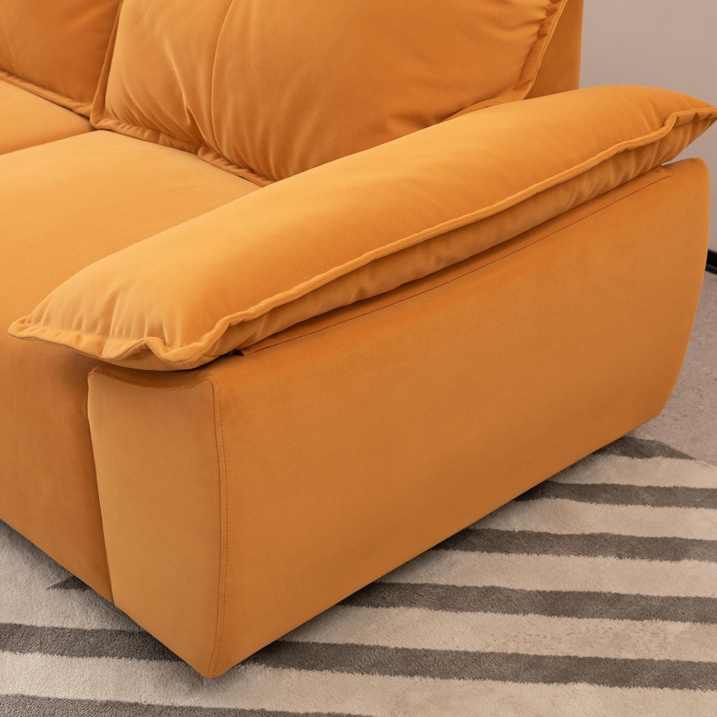 Canapé 3 places orange avec taie d'oreiller amovible