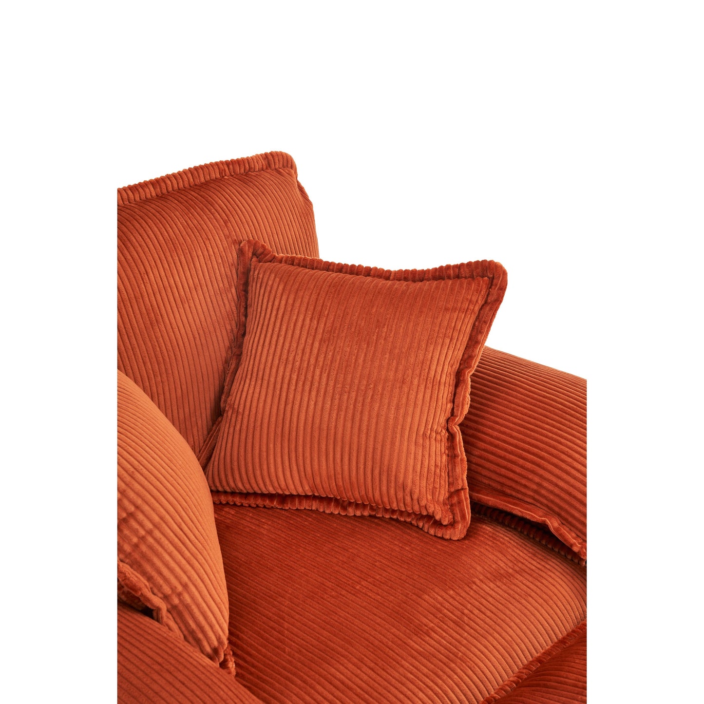 Canapé simple profond en velours côtelé orange 59,3 avec 2 coussins décoratifs et pouf pour le salon