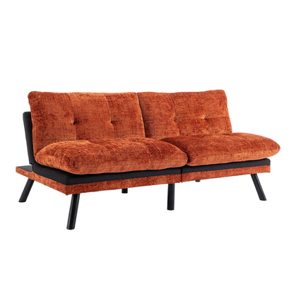 Canapé-lit convertible en chenille orange 75,6 avec pieds en métal pour le salon
