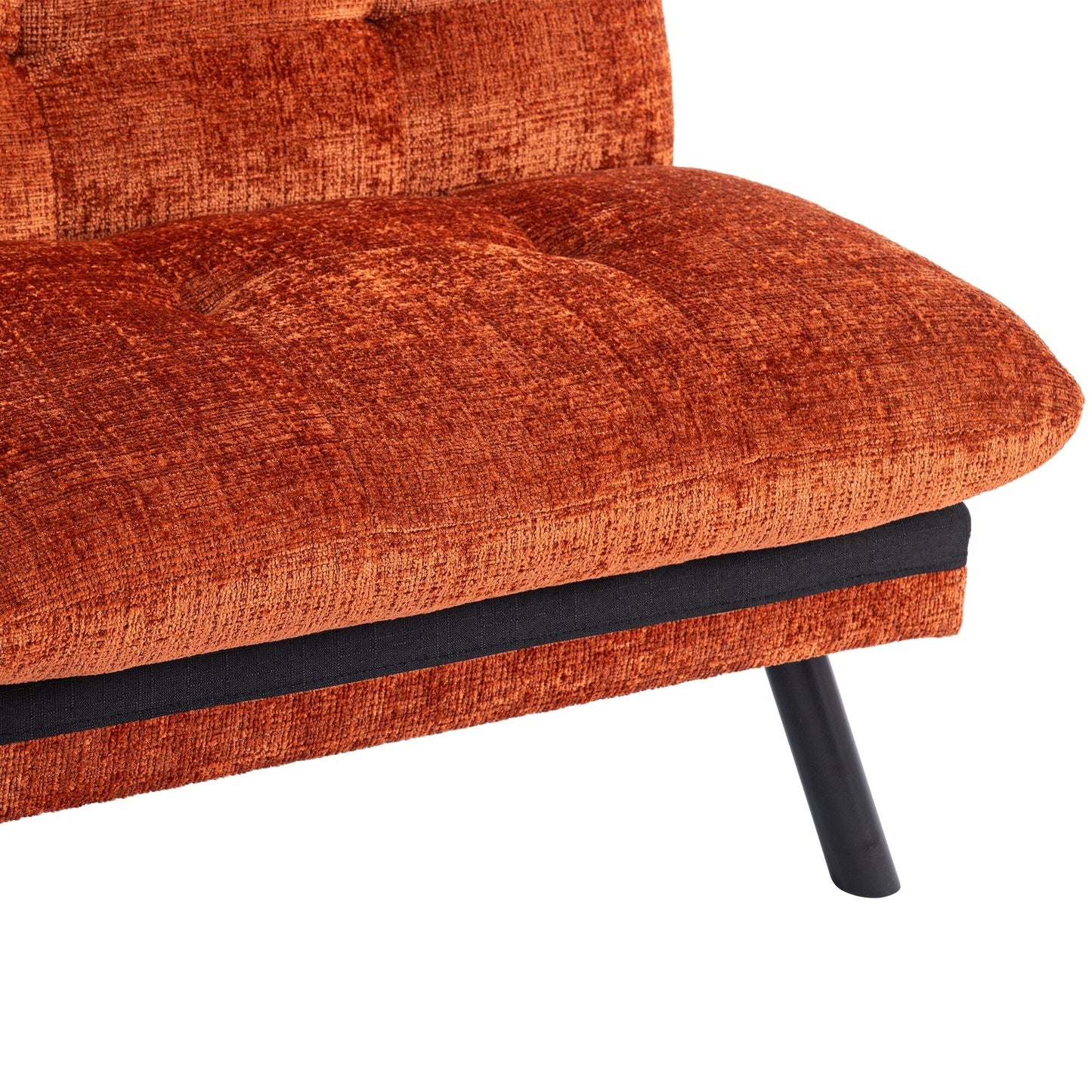 Canapé-lit convertible en chenille orange 75,6 avec pieds en métal pour le salon