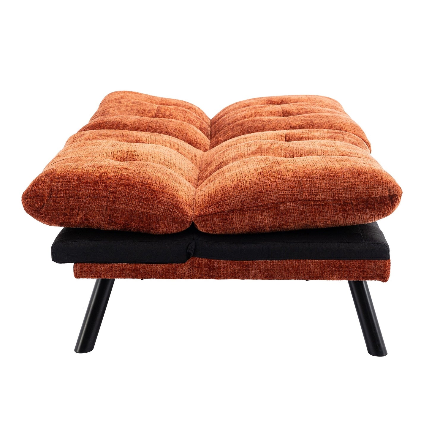 Canapé-lit convertible en chenille orange 75,6 avec pieds en métal pour le salon