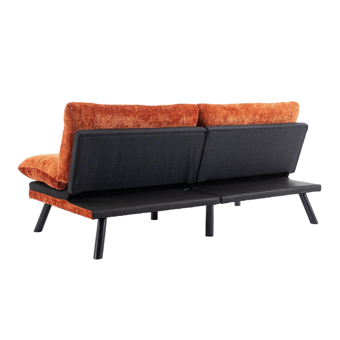Canapé-lit convertible en chenille orange 75,6 avec pieds en métal pour le salon