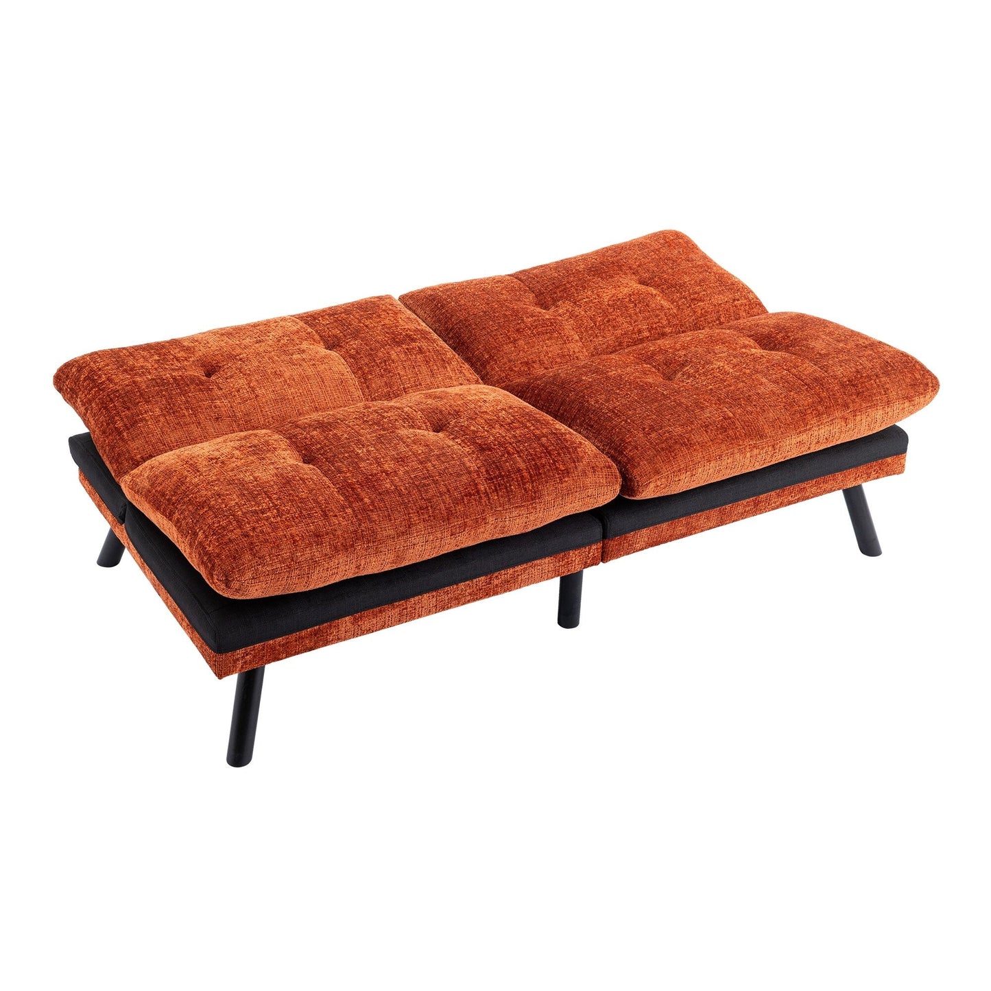 Canapé-lit convertible en chenille orange 75,6 avec pieds en métal pour le salon