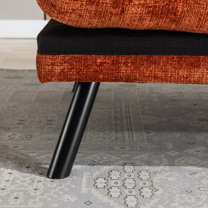 Canapé-lit convertible en chenille orange 75,6 avec pieds en métal pour le salon