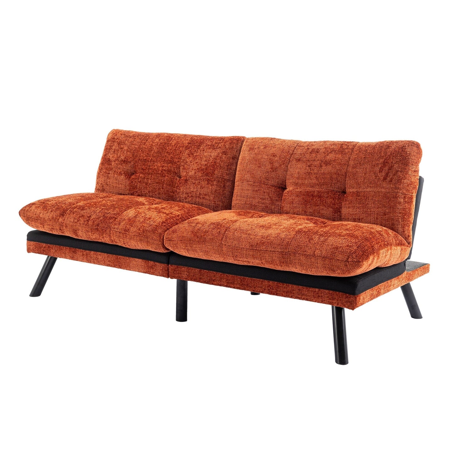 Canapé-lit convertible en chenille orange 75,6 avec pieds en métal pour le salon