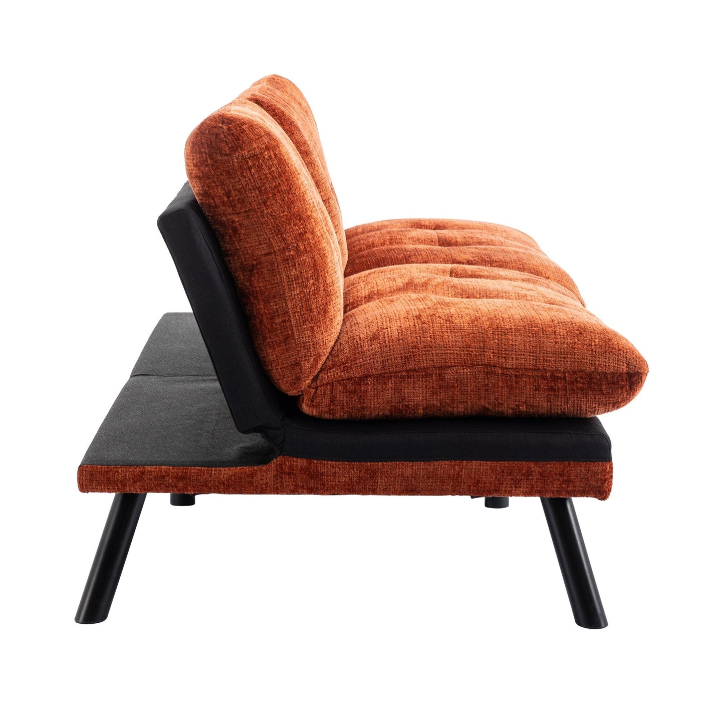 Canapé-lit convertible en chenille orange 75,6 avec pieds en métal pour le salon
