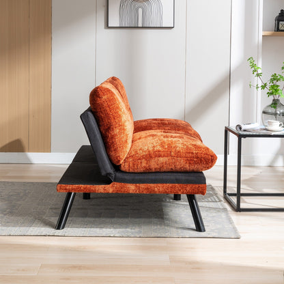 Canapé-lit convertible en chenille orange 75,6 avec pieds en métal pour le salon