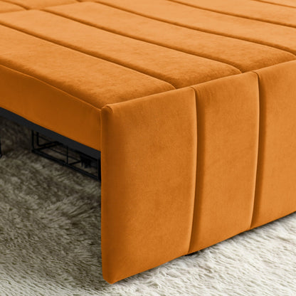 Canapé-lit gigogne 3 places en mousse orange avec tiroirs