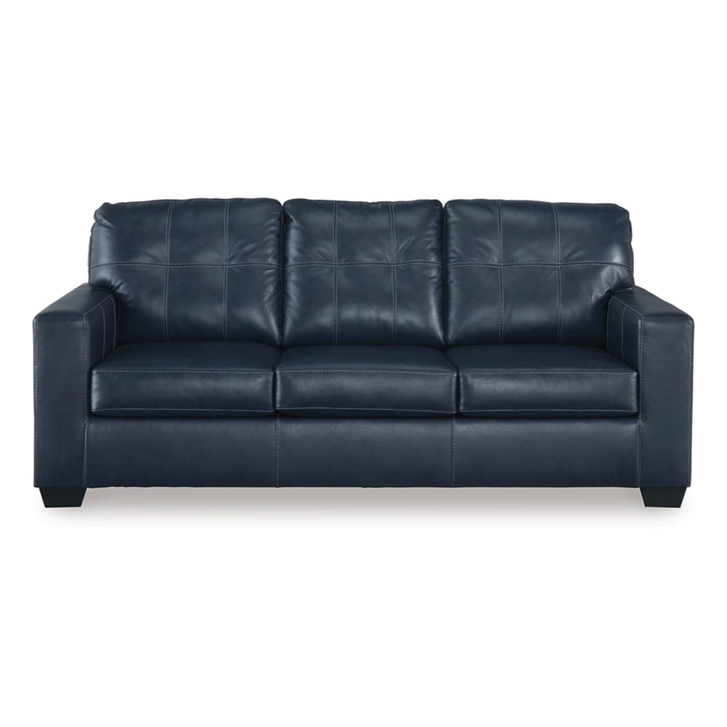 Canapé-lit Queen Orion, 85 pouces, cuir véritable et similicuir bleu océan