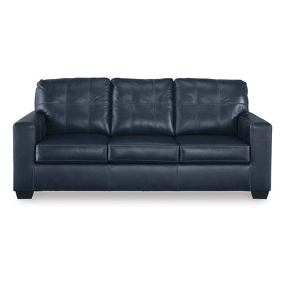 Canapé-lit Queen Orion, 85 pouces, cuir véritable et similicuir bleu océan