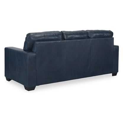 Canapé-lit Queen Orion, 85 pouces, cuir véritable et similicuir bleu océan