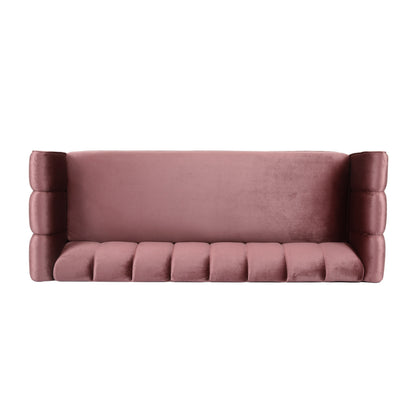 Canapé Orla, 83 pouces, motif capitonné rétro, velours rose