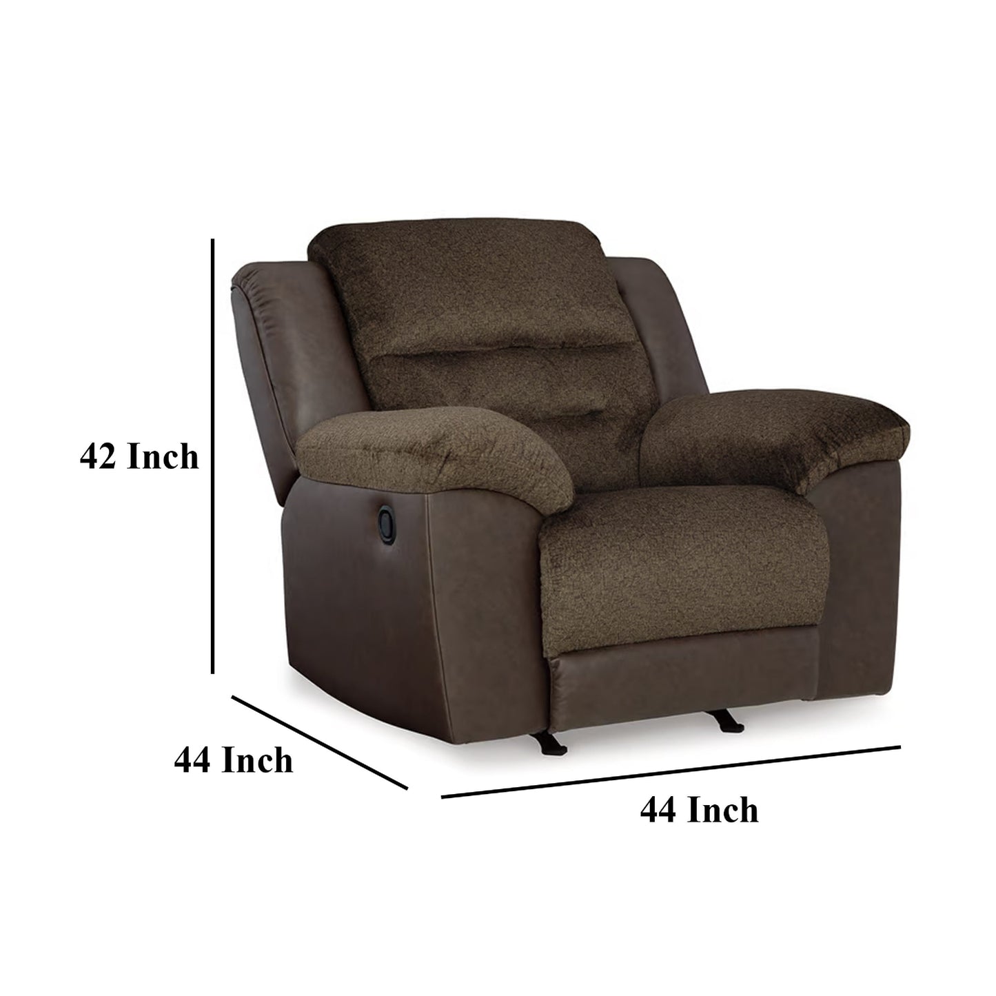 Fauteuil inclinable à bascule manuel Orman, similicuir marron chocolat mat