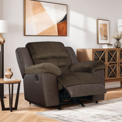 Fauteuil inclinable à bascule manuel Orman, similicuir marron chocolat mat