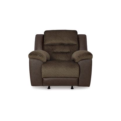 Fauteuil inclinable à bascule manuel Orman, similicuir marron chocolat mat