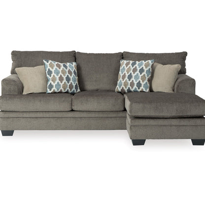 Canapé-lit Orsten, chenille gris ardoise, 4 coussins décoratifs, 233 cm