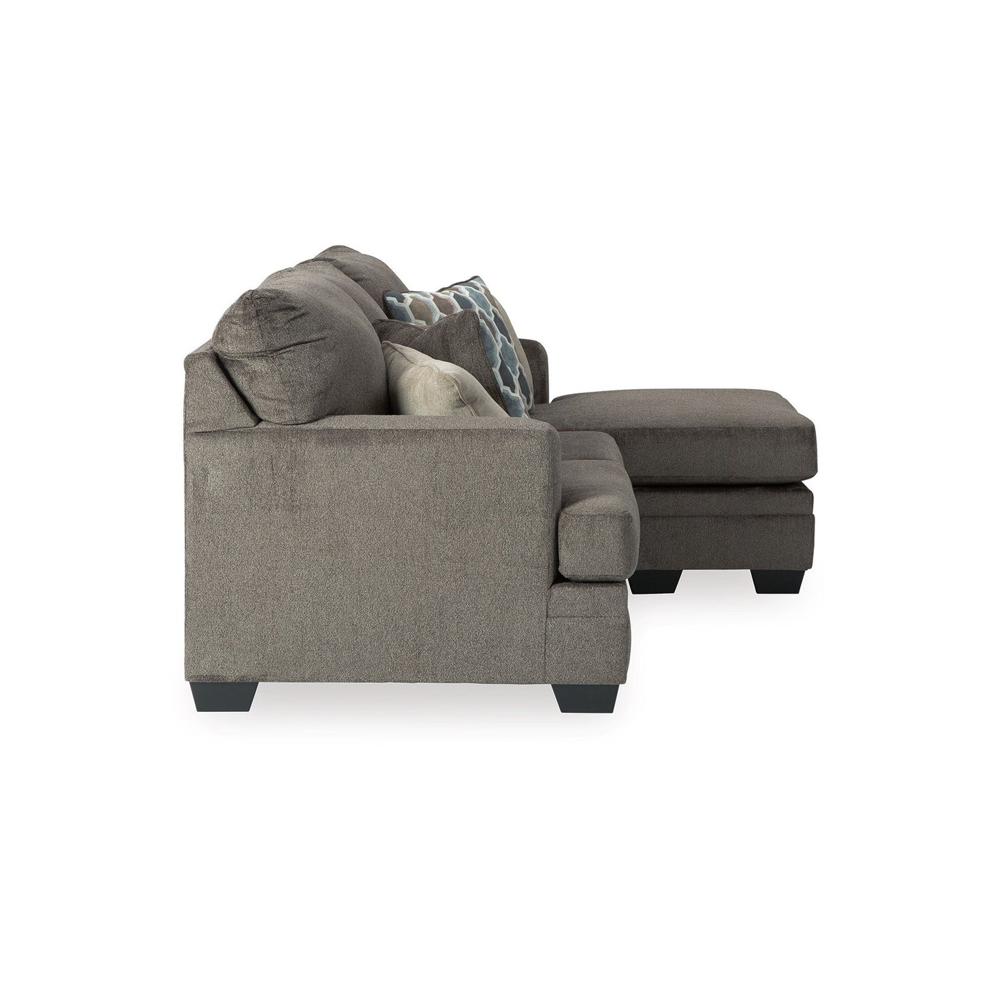 Canapé-lit Orsten, chenille gris ardoise, 4 coussins décoratifs, 233 cm