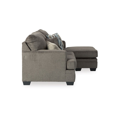 Canapé-lit Orsten, chenille gris ardoise, 4 coussins décoratifs, 233 cm