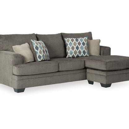 Canapé-lit Orsten, chenille gris ardoise, 4 coussins décoratifs, 233 cm