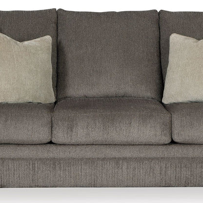 Canapé Orsten, polyester gris ardoise, 4 coussins décoratifs, 233 cm