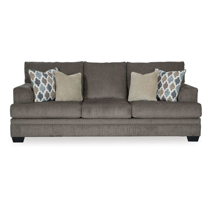 Canapé Orsten, polyester gris ardoise, 4 coussins décoratifs, 233 cm