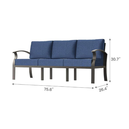 Canapé d'extérieur en aluminium avec coussins bleu marine