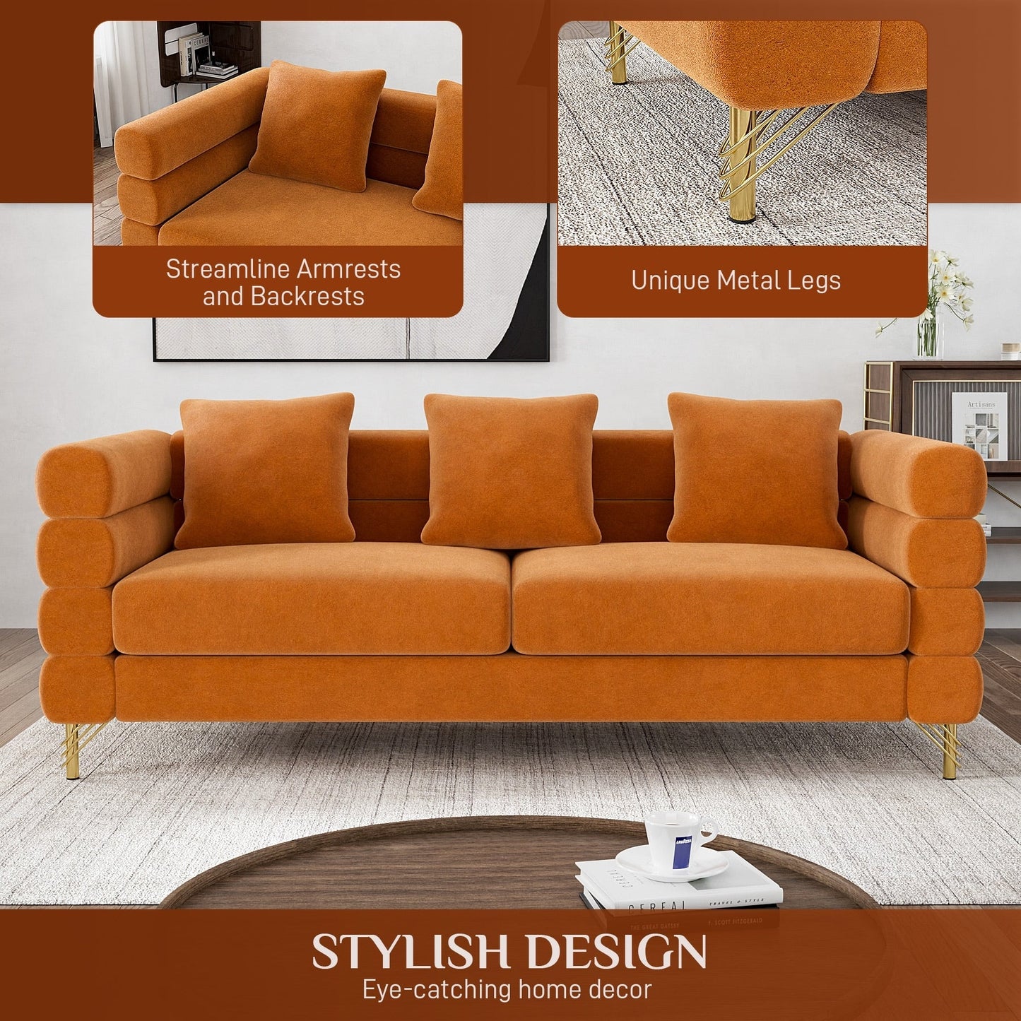 Canapé Ouyessir Mid-Century pour chambre, salon, bureau, appartement